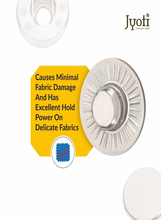 Jyoti Snap Button (120 Sets of Size VT - 8/15mm of Steel in Nickel Finish) Strong Grip Round Studs Clasp, Fasteners for Sewing, Purses, Bags, Leather, Clothes & DIY Works - Pack of 1 Pouch - Image 5